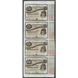 Uncut Sheet of (4) State of Louisiana Baby Bond Obsolete Notes