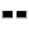 Image 1 : 0.33 ctw Diamond and Onyx Cufflinks - 14KT White Gold