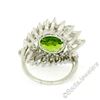 Image 7 : Vintage Platinum 10.20 ctw Round Peridot and Marquise Diamond Ring