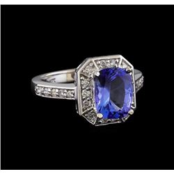 2.12 ctw Tanzanite and Diamond Ring - 14KT White Gold