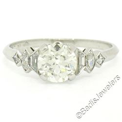 Antique Art Deco Platinum 1.50 ctw GIA Certified European Diamond Engagement Rin