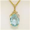 14kt Yellow Gold 16.14 ctw Aquamarine and Diamond 18" Pendant Necklace
