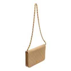 Chanel Beige Quilted Leather Flap Chain Shoulder Bag