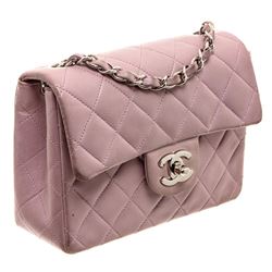 Chanel Purple Quilted Leather Classic Mini Square Flap Bag