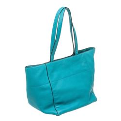 Prada Turquoise Blue Vitello Daino Leather Shopping Tote Bag