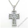 Image 1 : 18kt White Gold 1.31 ctw Invisible Set Princess Cut Diamond Cross Pendant Neckla