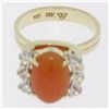 Image 6 : 14K Two Tone Gold Oval Carnelian Solitaire Ring w/ Round Diamond Accents