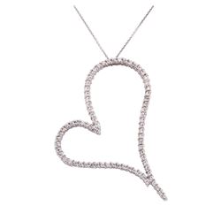 1.30 ctw Diamond Pendant And Chain - 14KT White Gold