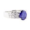 3.13 ctw Sapphire And Diamond Ring - 18KT White Gold