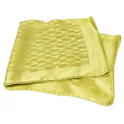 Hermes Green Grand H Faconnee Silk Pocket Square