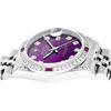 Image 4 : Rolex Mens Stainless Steel Diamond Lugs Purple Diamond & Ruby Datejust Wristwatc
