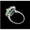 Image 3 : 14KT White Gold 2.02 ctw Emerald and Diamond Ring