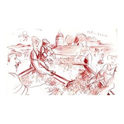 Wayne Ensrud "Harvest at Chateau Latour (Bordeaux)" Pastel Original Artwork; Hand Signed; COA