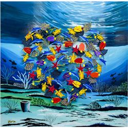 Vera V. Goncharenko- Original Painting on Cutout Steel and Board "Deep Sea Love"