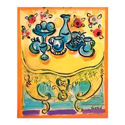 Wayne Ensrud "Yellow Table at Chateau D'Yquem" Mixed Media Original Artwork; Hand Signed; COA