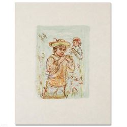  Boy with Horn  Limited Edition Lithograph by Edna Hibel (1917-2014), Numbered and Hand Signed with 