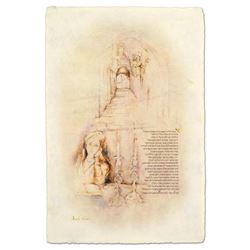 Brachi Horen, "Eshet Chail" Hand-Embellished Mixed Media with Goldleaf, Hand Signed with Certificate