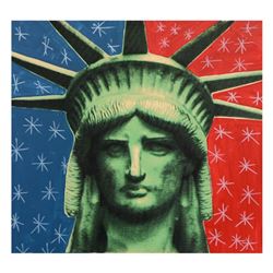 Steve Kaufman (1960-2010), "Liberty Head" Hand Painted Unique Variation Hand Pulled Silkscreen on Ca