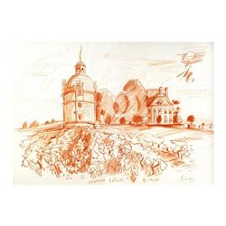 Wayne Ensrud "Chateau Latour (Bordeaux)" Pastel Original Artwork; Hand Signed; COA