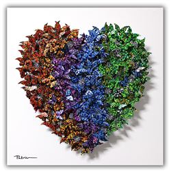 Patricia Govezensky- Original 3D Metal Art on Wood "Heart"