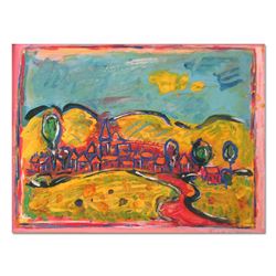 Wayne Ensrud "View of Vosne-Romanee, Burgundy" Mixed Media Original Artwork; Hand Signed; COA