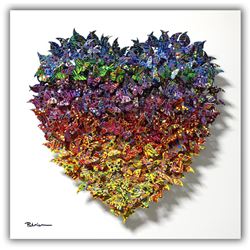 Patricia Govezensky- Original 3D Metal Art on Wood "Heart"