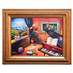 Oleg Nikulov- Original Giclee on Canvas "Piano with Countryside View"