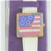 Image 2 : Vintage Peter Max "American Flag" Watch with Original Packaging and Paperwork.