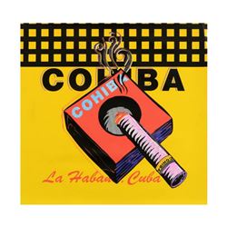 Steve Kaufman (1960-2010), "Cohiba" One-of-a-Kind Mixed Media on Canvas, Hand Signed Inverso with Ce