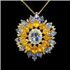 Image 1 : 8.75ct Blue Sapphire / 7.34ct Yellow Sapphire 14K Yellow Gold Pendant