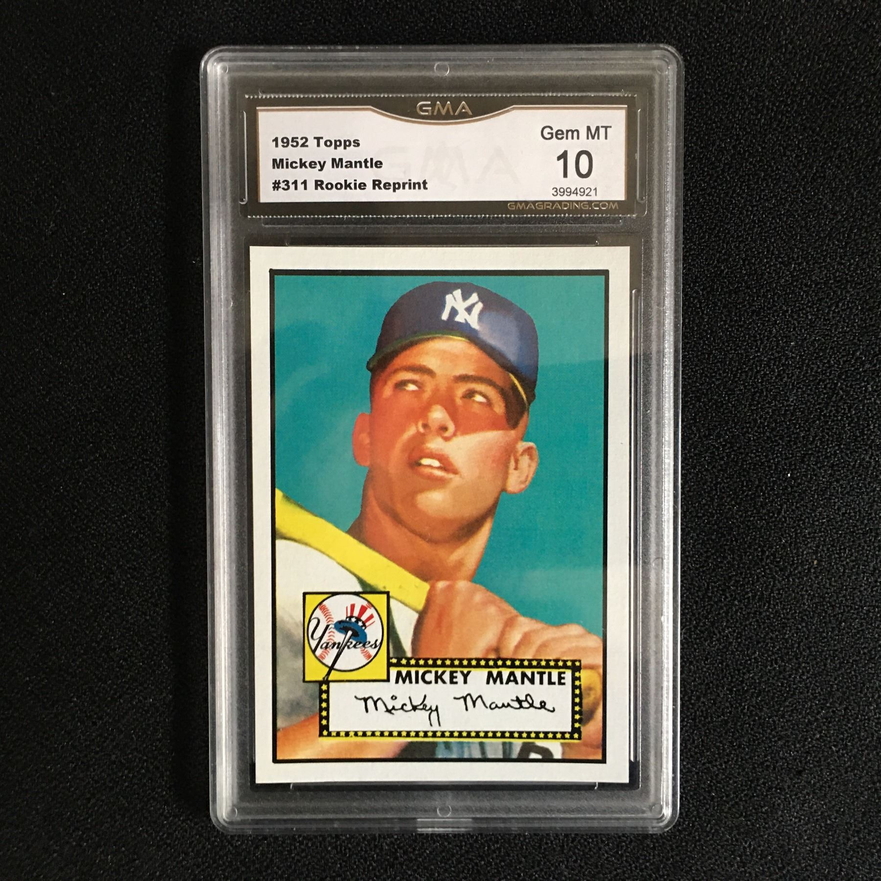 1952 TOPPS MICKEY MANTLE 311 ROOKIE REPRINT GEM MINT 10 1952-topps-mickey-mantle-311-rookie-reprint-gem-mint-10