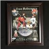 Image 1 : JEAN BELIVEAU SIGNED AND FRAMED AWARDS COLLAGE (PSA AND FRAMEWORTH COA)
