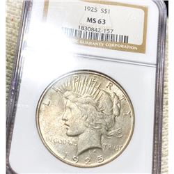 1925 Silver Peace Dollar NGC - MS63