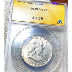 1949-D Franklin Half Dollar ANACS - AU58