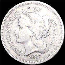 1867 Three Cent Nickel LIGHTLY CIRCULATED