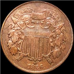 1866 Two Cent Piece ABOUT UNCIRCULATED