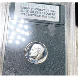 2000-S Roosevelt Silver Dime INB - PF70