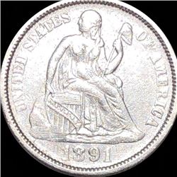 1891-O Seated Liberty Dime ABOUT UNC