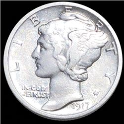 1917-D Mercury Silver Dime NEARLY UNCIRCULATED