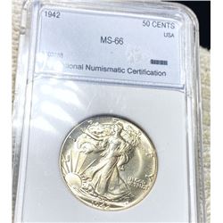 1942 Walking Half Dollar NNC - MS66