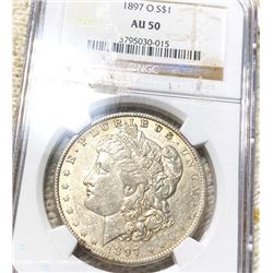 1897-O Morgan Silver Dollar NGC - AU50