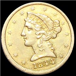 1844-D $5 Gold Half Eagle CLOSELY UNCIRCULATED