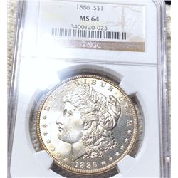 1886 Morgan Silver Dollar NGC - MS64