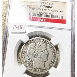 1913-D Barber Half Dollar NGC - GENUINE "F-15"