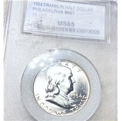1954 Franklin Half Dollar PCC - MS65