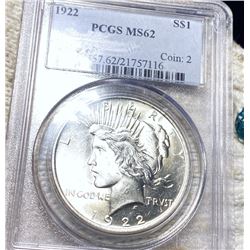 1922 Silver Peace Dollar PCGS - MS62