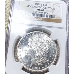 1881-S Morgan Silver Dollar NGC - MS62