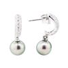 Image 2 : 0.47 ctw Diamond and Pearl Earrings - 18KT White Gold