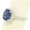 Image 5 : 14k White Gold 3.03 ctw Diamond and Cushion Cut Tanzanite Quality Modern Ring
