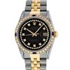 Image 2 : Rolex Mens 2 Tone 14K Black Diamond String Lugs & Sapphire Datejust Wristwatch